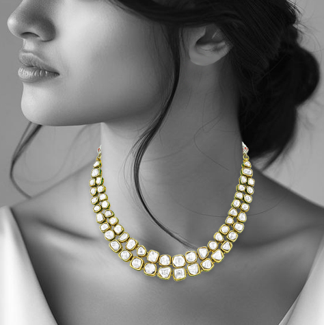 Double-Row Polki Necklace